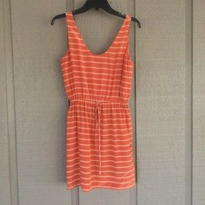 Joie Chariot Silk Stripe Mini Dress XS Sleeveless Scoop Neck Drawstring Preppy